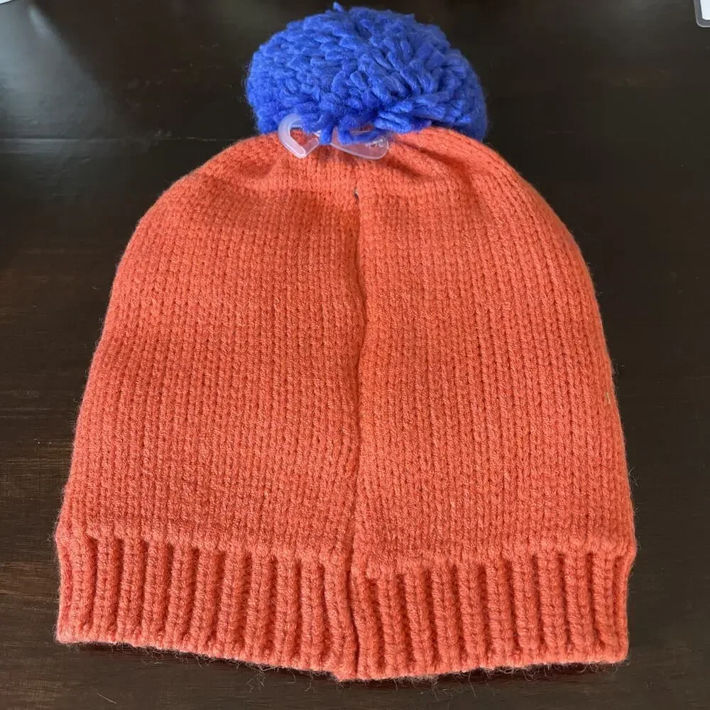No Boundaries Orange Flower Beanie with Pom Pom Adult one size